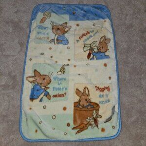 Beatrix Potter Peter Rabbit Baby Blanket 30x45 Acrylic Carrot Radish Crown Craft